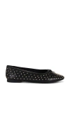 Schutz Arissa Black Studded Leather Bow Ballet Flats In Black