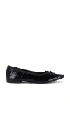 Schutz Arissa Leather Croc Ballet Flat In Black Patent Leather, Women's At Urban Outfitters In Black