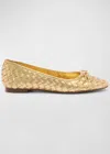 Schutz Arissa Woven Leather Bow Ballerina Flats In Multi
