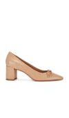 Schutz Arissa Leather Bow Square-toe Pumps In Honey Beige