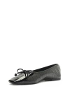 Schutz Arissa Leather Croc Ballet Flat In Black Patent Leather, Women's At Urban Outfitters In Black Patent Leather