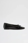 Schutz Arissa Leather Croc Ballet Flat In Black Patent Leather, Women's At Urban Outfitters In Black