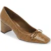 Schutz Arissa Croco Bow Square-toe Pumps