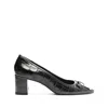 Schutz Arissa Leather Bow Square-toe Pumps In Black