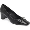 Schutz Arissa Leather Bow Square-toe Pumps In Black
