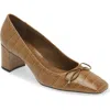 Schutz Arissa Croco Bow Square-toe Pumps In Pistacho