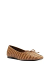 Schutz Arissa Bow Woven Ballerina Flats In Brown