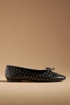 Schutz Arissa Black Studded Leather Bow Ballet Flats In Black