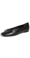 Schutz Arissa Black Studded Leather Bow Ballet Flats In Black