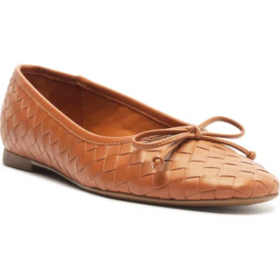 Schutz Arissa Woven Ballet Flat In Cuoio Brown