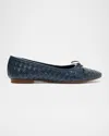 Schutz Arissa Woven Leather Ballet Flats In Dress Blue