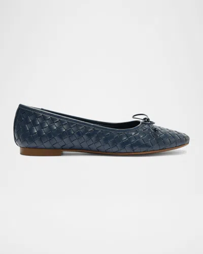Schutz Arissa Woven Leather Ballet Flats In 蓝色