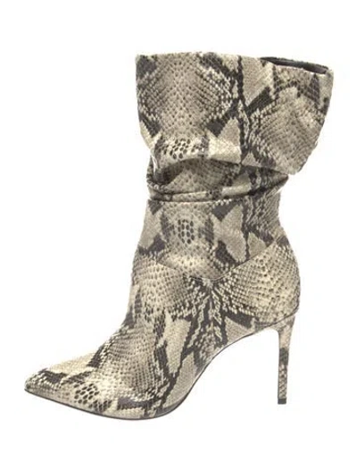 Pre-owned Schutz Ashlee Snakeskin Slouch Boots In Neutrals