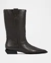 Schutz Ashley Leather Mid-calf Western Boots In Animal Print