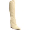 Schutz Women's Asya Up Pointed Toe Wedge Heel Tall Boots In Egg Shell