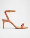 SCHUTZ AURORA LEATHER ANKLE-STRAP SANDALS