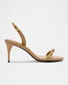 Schutz Aurora Leather Slingback Mid-heel Sandals In Multi