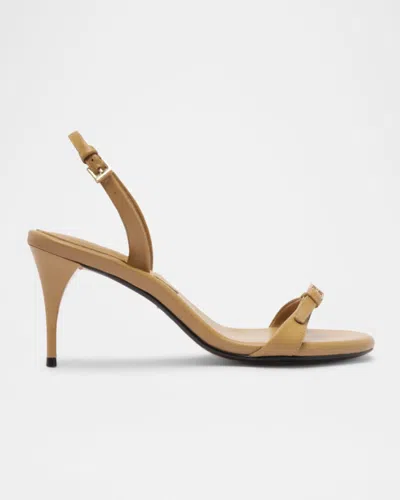 SCHUTZ AURORA LEATHER SLINGBACK MID-HEEL SANDALS