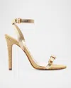 Schutz Aurora Metallic Ankle-strap Sandals In Platina