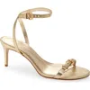 Schutz Aurora Mid Ankle Strap Sandal In Gold