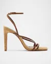 Schutz Bari Strappy Leather Sandals In Caramel Coffee