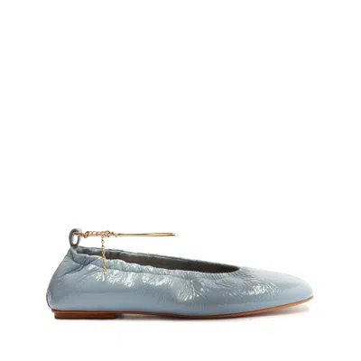 Schutz Bethany Leather Flat In Blue