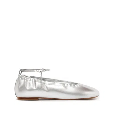 Schutz Bethany Leather Flat In Silver