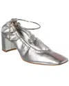 Schutz Bethany Mid Block Leather Pump In Grey
