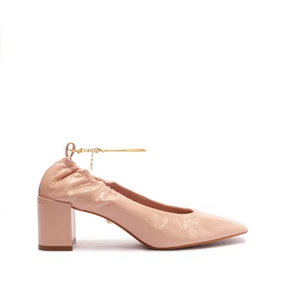 Schutz Bethany Mid Block Leather Pump In Sweet Rose