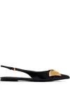 Schutz Bow-embellished Slingback Flats In Black