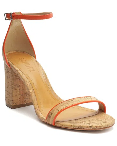 Schutz Cadey Lee Block Casual Leather & Cork Sandal In Orange
