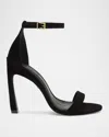 Schutz Cadey Lee Suede Ankle-strap Stiletto Sandals In Black