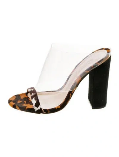 Pre-owned Schutz Calf Hair Animal Print Slingback Sandals In Silver