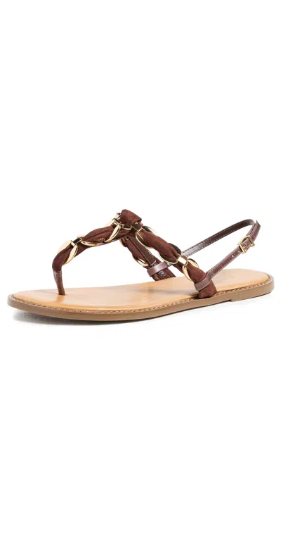 Schutz Camellia Thong Slingback Sandals In Brown