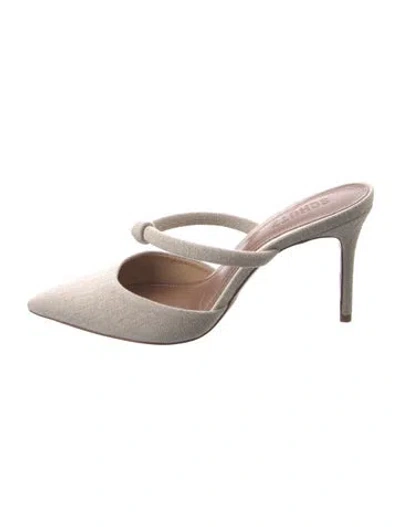 Pre-owned Schutz Canvas Mules In Neutral