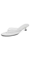 Schutz Carolyn Leather Thong Kitten Sandals In White