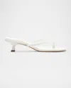 Schutz Carolyn Leather Thong Kitten Sandals In White