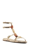 Schutz Cassandra Metallic Gem Gladiator Sandals In Platina