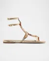 Schutz Cassandra Metallic Gem Gladiator Sandals In Platina