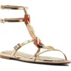 Schutz Cassandra Metallic Gem Gladiator Sandals In Platina