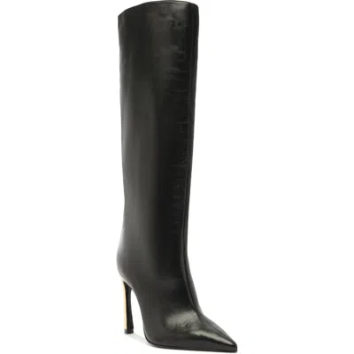 Schutz Cate Curve Knee High Boot In Black Leather