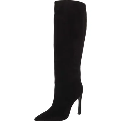 Schutz Cate Curve Womens Solid Nubuck Knee-high Boots In Black Suede