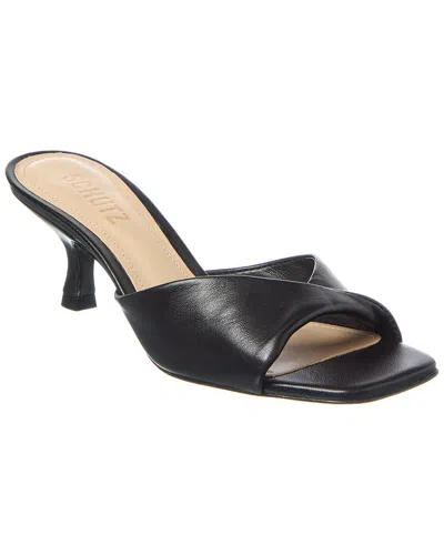 Schutz Cecily Leather Sandal In Black