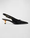 Schutz Ciara Croco Kitten Slingback Pumps In Black