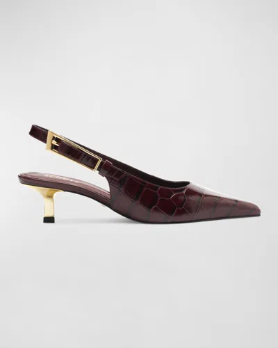SCHUTZ CIARA CROCO SLINGBACK PUMPS