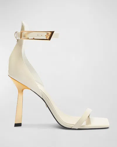 Schutz Ciara Patent Ankle-strap Sandals In Pearl