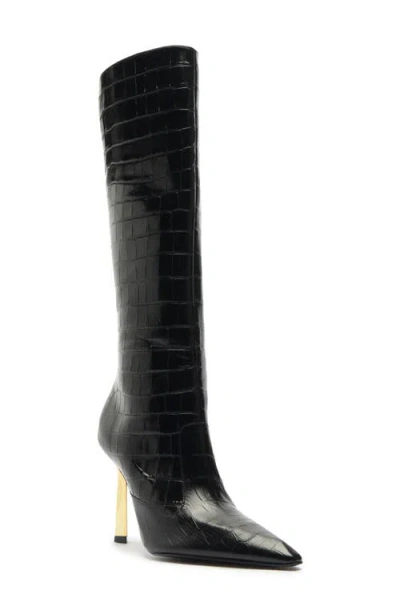 Schutz Ciara Pointed Toe Knee High Boot In Black