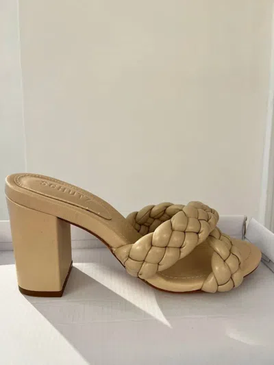 Schutz Cicely Block Sandal In Almond Buf In Neutral