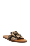 Schutz Cinna Woven Buckle Flat Slide Sandals In Cobre-black-palha