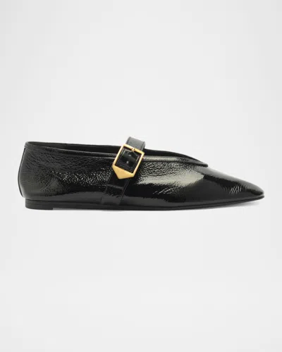 SCHUTZ COURTNEY LEATHER BUCKLE FLATS